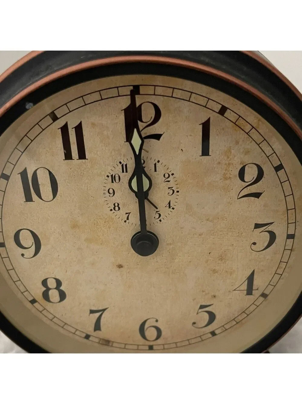 Vintage Style Tabletop Alarm Clock Decor BlackMetal Distressed Farmhouse Battery